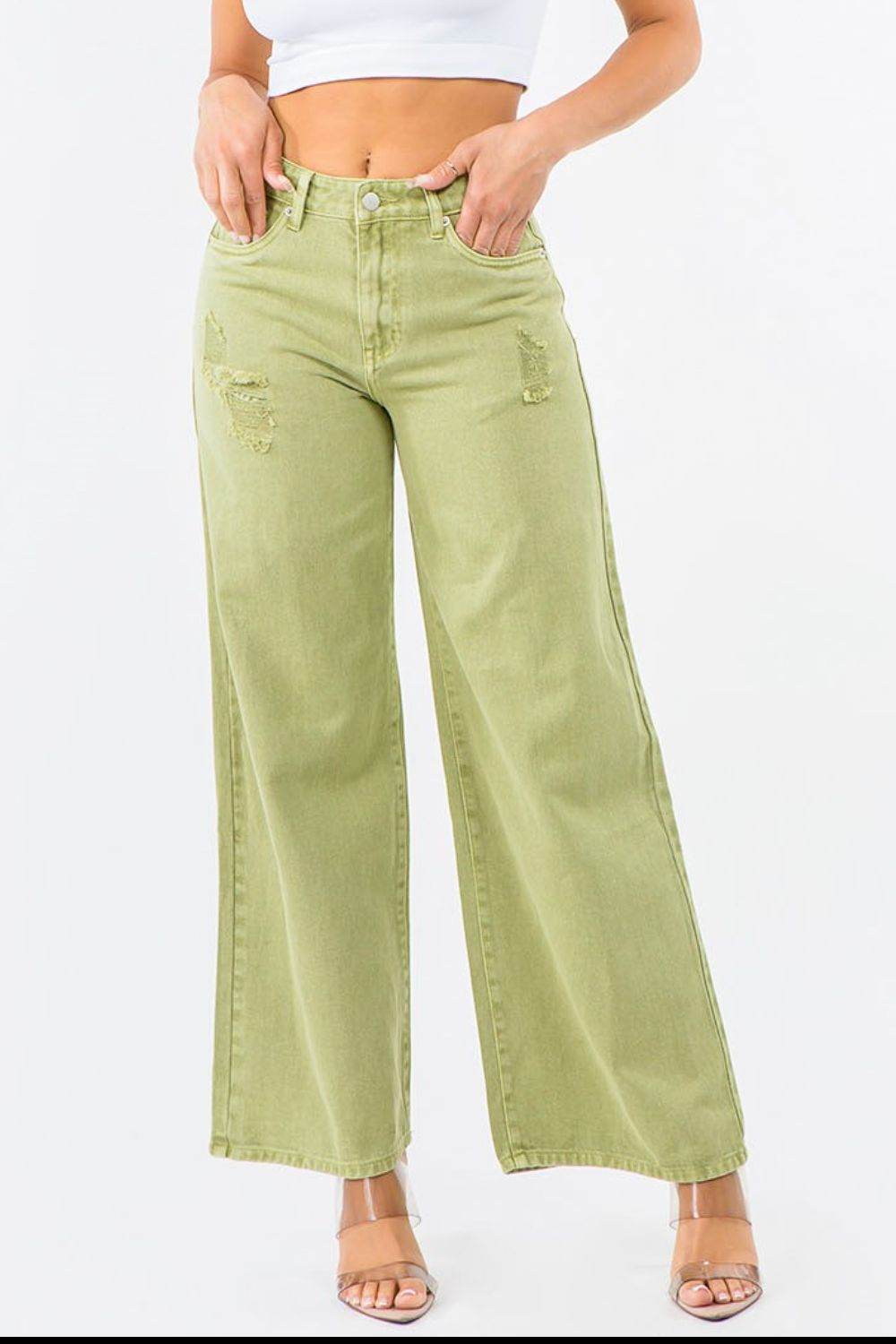 American Bazi High Waist Distressed Wide Leg Jeans - Shop Style & More | Fresh Looks, Everyday Deals & Free Shipping