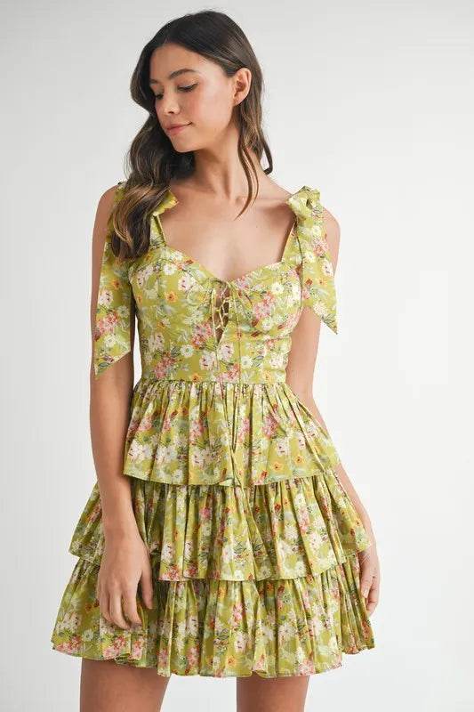 MABLE Floral Print Shoulder Tie Layered Mini Dress - Shop Style & More | Fresh Looks, Everyday Deals & Free Shipping