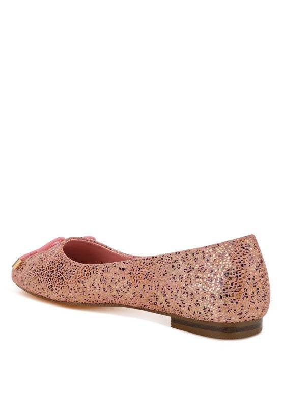 Apollon Bow Detail Foil Print Suede Ballerinas - Shop Style & More | Fresh Looks, Everyday Deals & Free Shipping