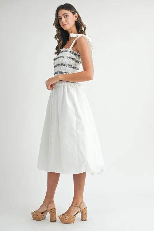 MABLE Smocked Bodice Bubble Midi Dress - Shop Style & More | Fresh Looks, Everyday Deals & Free Shipping