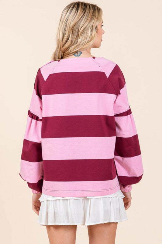 Mittoshop Striped Snap Shoulder Long Sleeve T-Shirt - Shop Style & More | Fresh Looks, Everyday Deals & Free Shipping