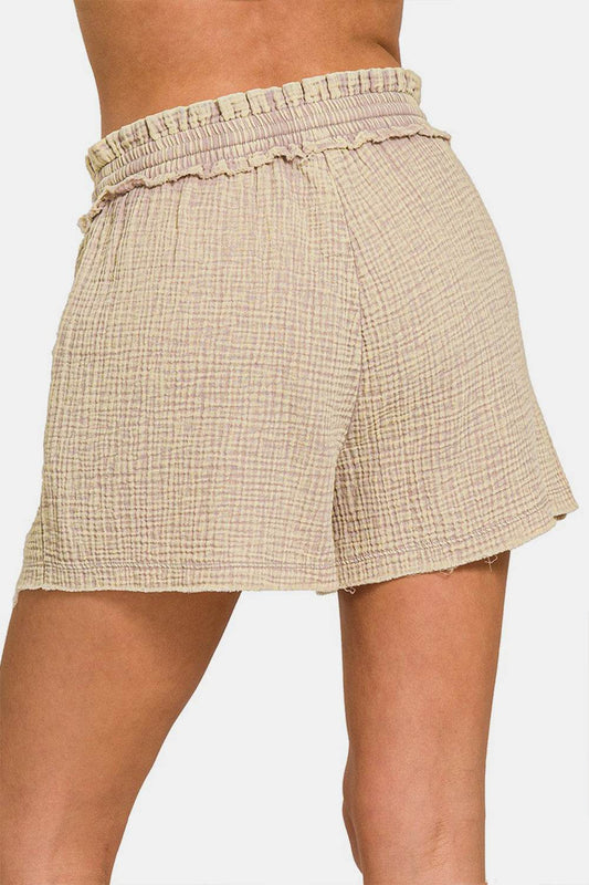 Zenana Washed Frayed Hem Drawstring Shorts - Shop Style & More | Fresh Looks, Everyday Deals & Free Shipping