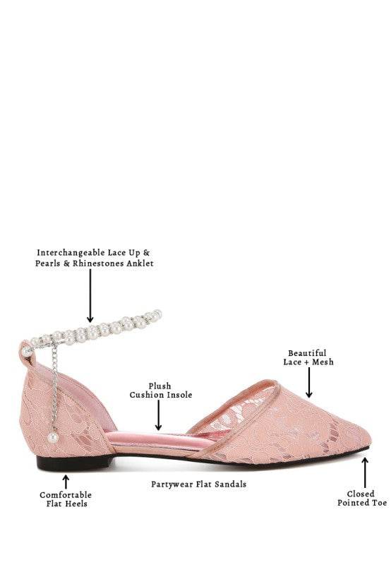 Shrami Pearl & Rhinestone Strap Flat Sandals - Shop Style & More | Fresh Looks, Everyday Deals & Free Shipping