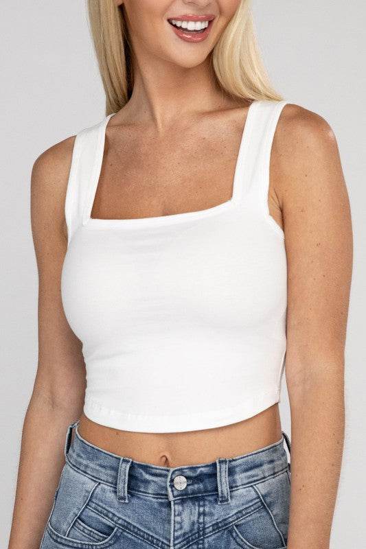 Cotton Square Neck Cropped Cami Top - Shop Style & More | Fresh Looks, Everyday Deals & Free Shipping