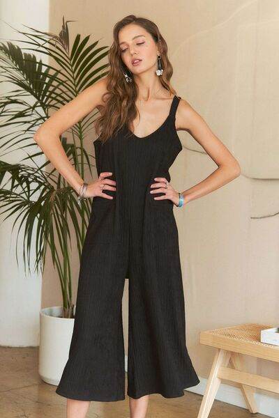 ADORA Black Textured Wide-Leg Jumpsuit - Shop Style & More | Fresh Looks, Everyday Deals & Free Shipping