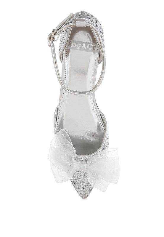 Clarice Sheer Bow Detail Glitter Flat Sandals - Shop Style & More | Fresh Looks, Everyday Deals & Free Shipping