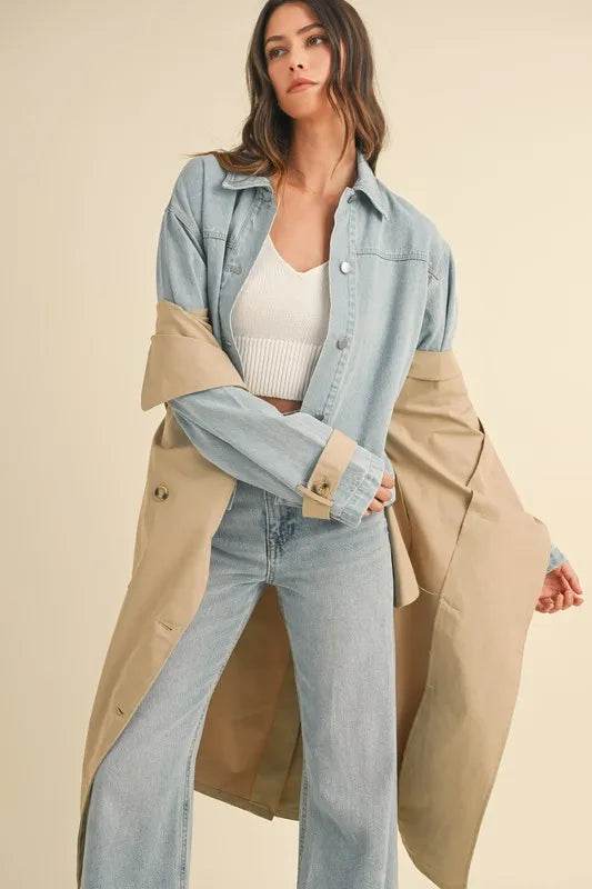 MABLE Layered Look Trench Coat With Denim Jacket - Shop Style & More | Fresh Looks, Everyday Deals & Free Shipping