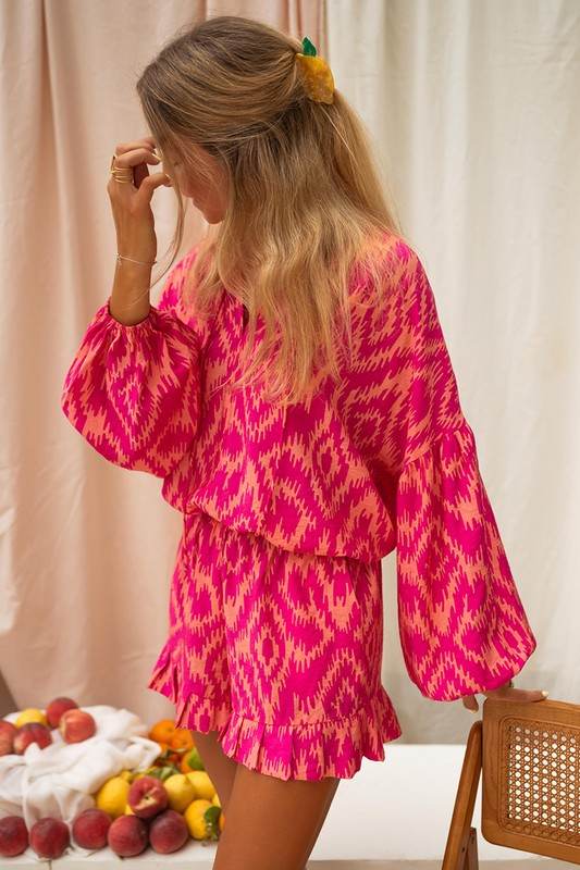 Aztec Geometric Print Top and Ruffled Shorts Set - Shop Style & More | Fresh Looks, Everyday Deals & Free Shipping