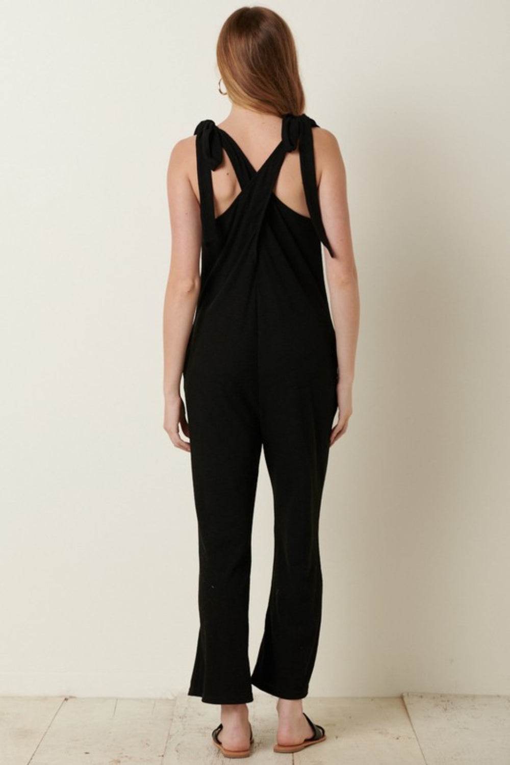Mittoshop Rib Knit V-Neck Cross Back Jumpsuit - Shop Style & More | Fresh Looks, Everyday Deals & Free Shipping