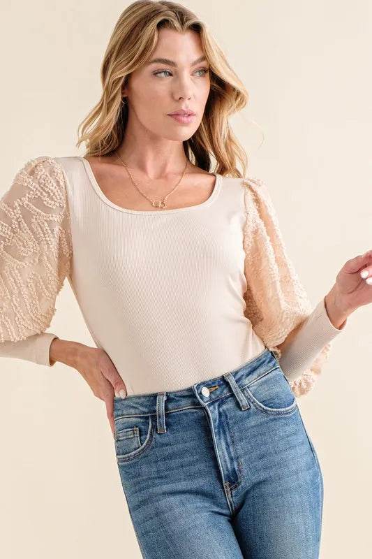 And The Why Textured Puff Sleeve Bodysuit - Shop Style & More | Fresh Looks, Everyday Deals & Free Shipping