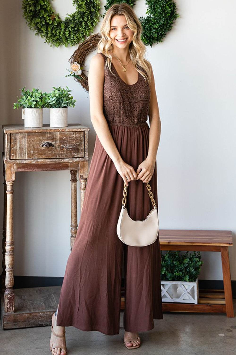 First Love Tie Back Sleeveless Slit Wide Leg Jumpsuit - Shop Style & More | Fresh Looks, Everyday Deals & Free Shipping