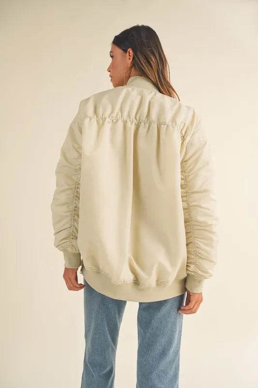 MABLE Back Ruched Utiltiy Bomber Jacket - Shop Style & More | Fresh Looks, Everyday Deals & Free Shipping