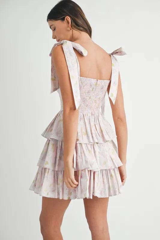 MABLE Floral Print Shoulder Tie Layered Mini Dress - Shop Style & More | Fresh Looks, Everyday Deals & Free Shipping