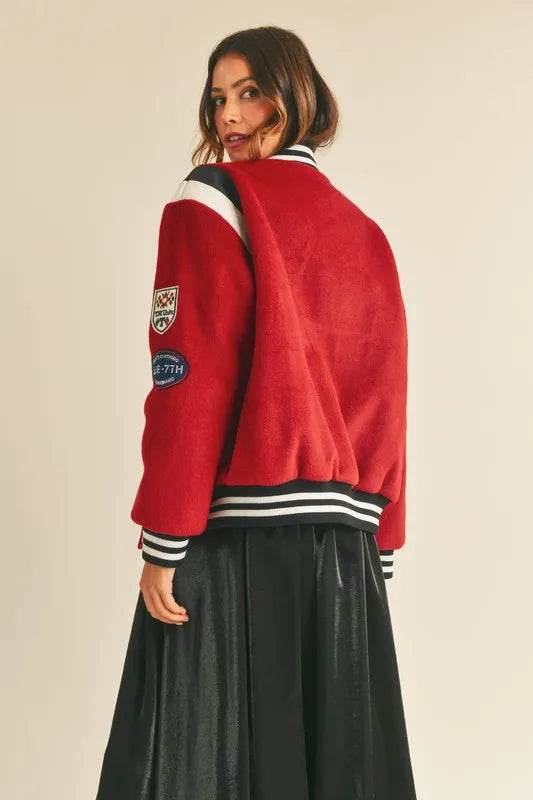 MABLE M Bomber Varsity Jacket with Patch Detail - Shop Style & More | Fresh Looks, Everyday Deals & Free Shipping