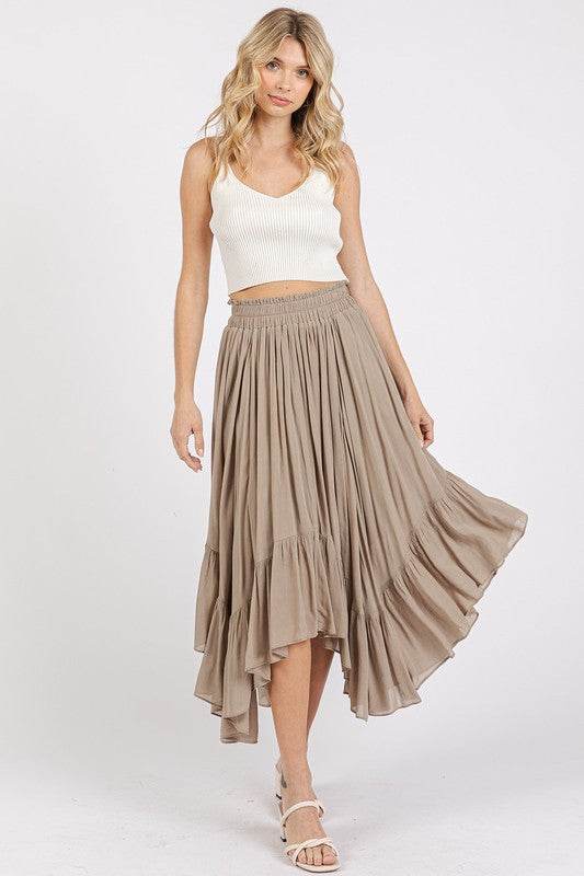 Mittoshop Handkerchief Hem Elastic Waist Pocket Midi Skirt - Shop Style & More | Fresh Looks, Everyday Deals & Free Shipping