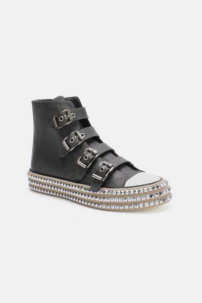Beast Fashion Multi-Buckle Straps Studded Platform Sneakers - Shop Style & More | Fresh Looks, Everyday Deals & Free Shipping