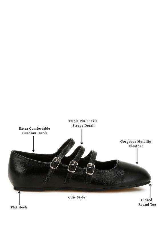 Macarina Triple Strap Mary Jane Ballerinas - Shop Style & More | Fresh Looks, Everyday Deals & Free Shipping