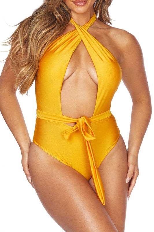 ONE PIECE CRISCROSS HALTER NECKLINE WITH WAIST WRA - Shop Style & More | Fresh Looks, Everyday Deals & Free Shipping