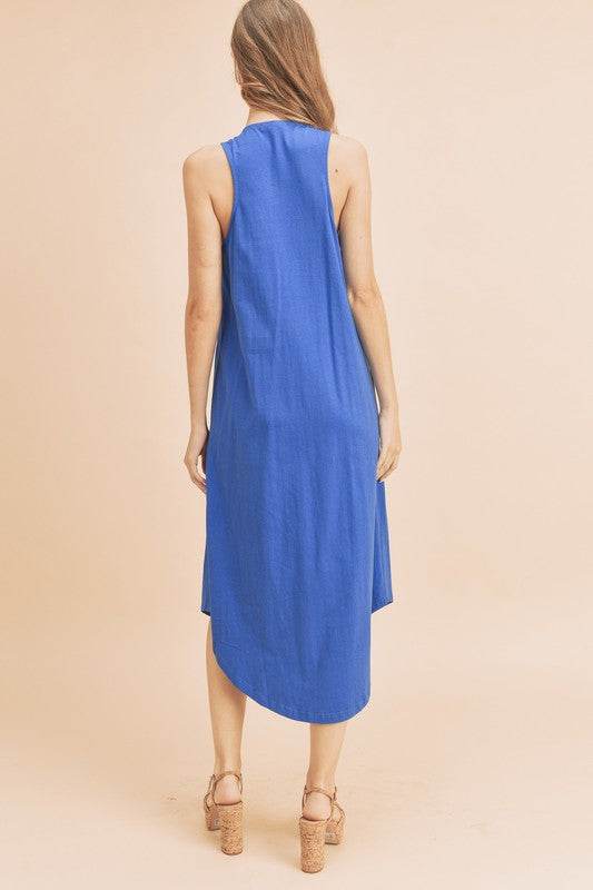 Aemi + Co Front Pleat Detail V-Neck Sleeveless Midi Dress - Shop Style & More | Fresh Looks, Everyday Deals & Free Shipping