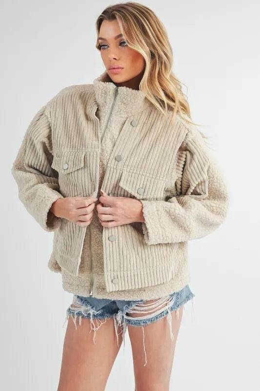 Aemi + Co Fake Two Pieces Turtleneck Sherpa Jacket with Pockets - Shop Style & More | Fresh Looks, Everyday Deals & Free Shipping