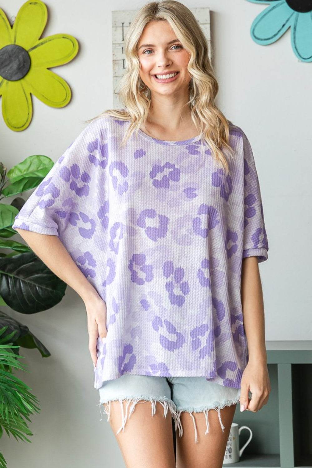 HOPELY Print Waffle Oversized T-Shirt - Shop Style & More | Fresh Looks, Everyday Deals & Free Shipping