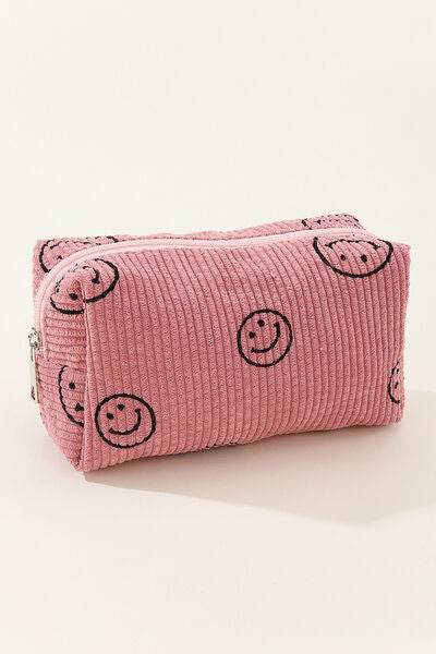 Zenana Smiley Face Corduroy Cosmetic Pouch - Shop Style & More | Fresh Looks, Everyday Deals & Free Shipping