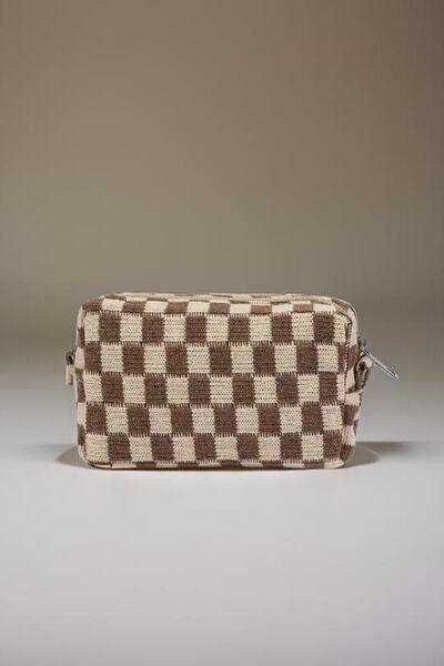 Zenana Checkered Pattern Knitted Cosmetic Pouch - Shop Style & More | Fresh Looks, Everyday Deals & Free Shipping