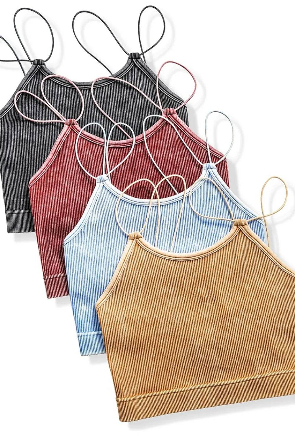 Zenana Washed Ribbed Seamless Double Strap Brami - Shop Style & More | Fresh Looks, Everyday Deals & Free Shipping