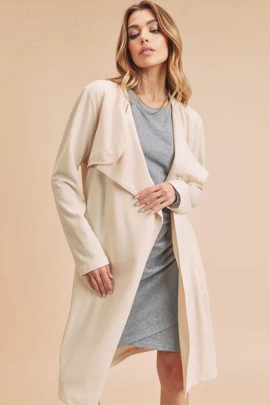 Aemi + Co Open Front Long Sleeve Longline Coat - Shop Style & More | Fresh Looks, Everyday Deals & Free Shipping