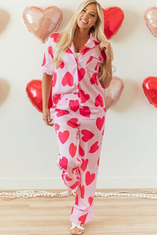 Heart Valentines Short Sleeve Pants Pajamas Set - Shop Style & More | Fresh Looks, Everyday Deals & Free Shipping