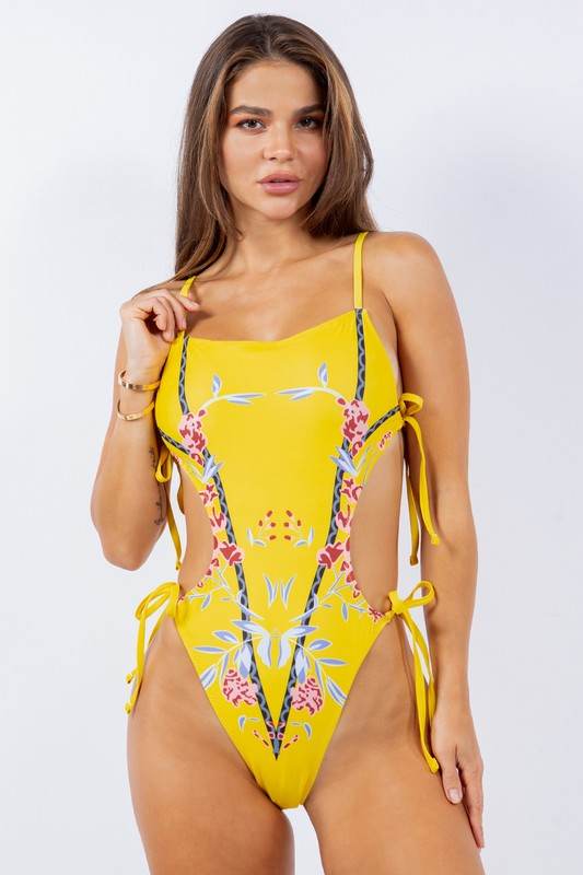 ONE PIECE SIDE CUTOUT FRONT CHERRY BLOSSOM PRINTS - Shop Style & More | Fresh Looks, Everyday Deals & Free Shipping