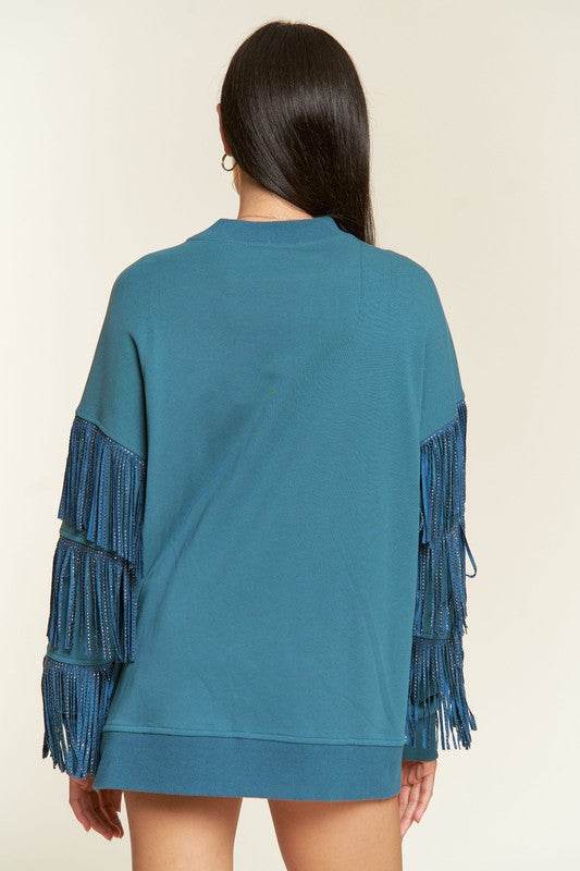 Silver studded fringe sleeve top PLUS JJT5009P - Shop Style & More | Fresh Looks, Everyday Deals & Free Shipping