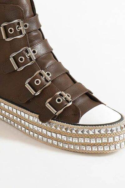 Beast Fashion Multi-Buckle Straps Studded Platform Sneakers - Shop Style & More | Fresh Looks, Everyday Deals & Free Shipping
