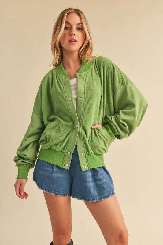 Aemi + Co Snap Down Drop Shoulder Brushed Jacket - Shop Style & More | Fresh Looks, Everyday Deals & Free Shipping