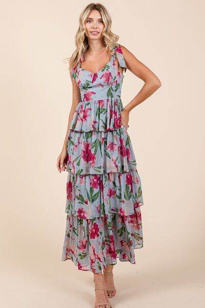 Mittoshop Layered Floral Sweetheart Neck Maxi Dress - Shop Style & More | Fresh Looks, Everyday Deals & Free Shipping