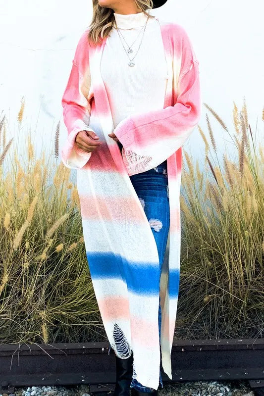 And The Why Multi Gradation Dye Maxi Cardigan Sweater Women's Outerwear
