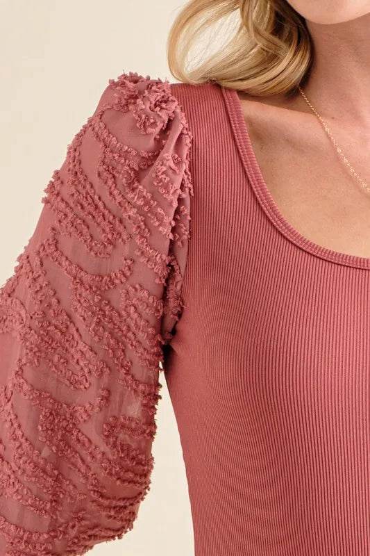 And The Why Textured Puff Sleeve Bodysuit - Shop Style & More | Fresh Looks, Everyday Deals & Free Shipping