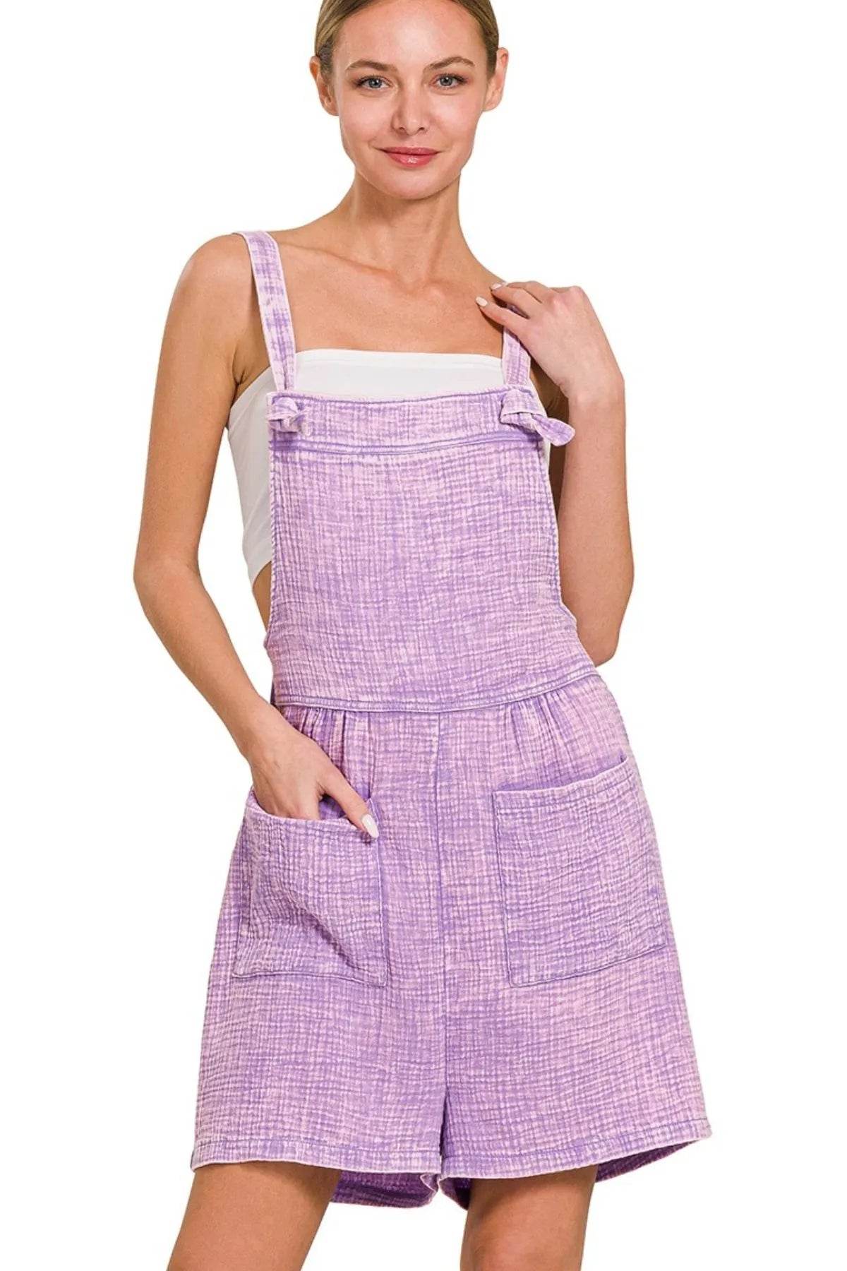 Zenana Woven Double Gauze Acid Washed Romper - Shop Style & More | Fresh Looks, Everyday Deals & Free Shipping