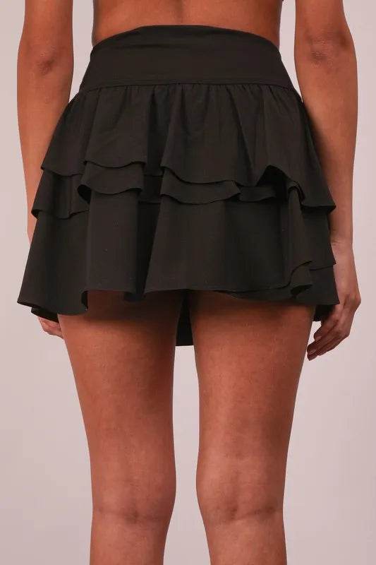 VERY J Riffled Tiered Layers Activewear Skirt with Shorts - Shop Style & More | Fresh Looks, Everyday Deals & Free Shipping