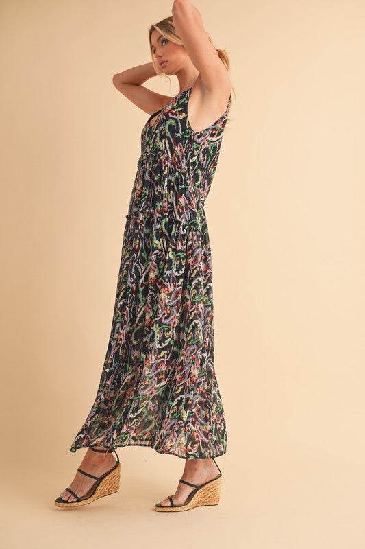 Aemi + Co Printed V-Neck Frill Tiered Cami Dress - Shop Style & More | Fresh Looks, Everyday Deals & Free Shipping