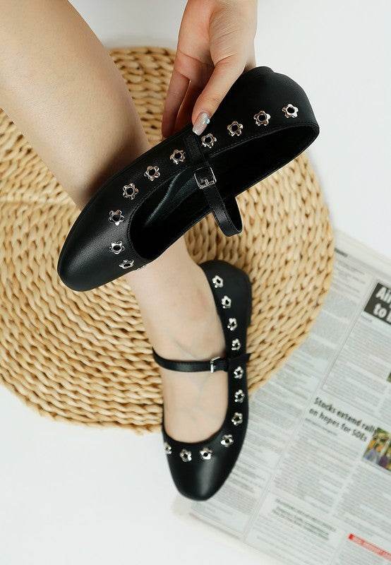 Tanzer Floral Eyelet Strapped Ballerinas - Shop Style & More | Fresh Looks, Everyday Deals & Free Shipping