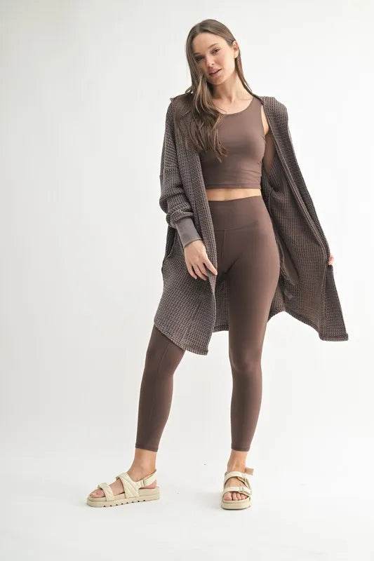 MONO B Chunky Waffle Mineral Wash Hooded Open Cardigan - Shop Style & More | Fresh Looks, Everyday Deals & Free Shipping