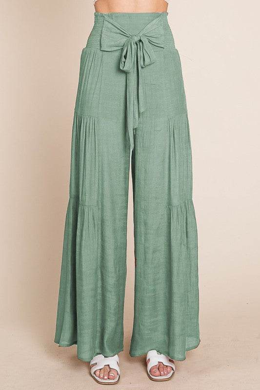 Tie front ruched waist back pants - Shop Style & More | Fresh Looks, Everyday Deals & Free Shipping