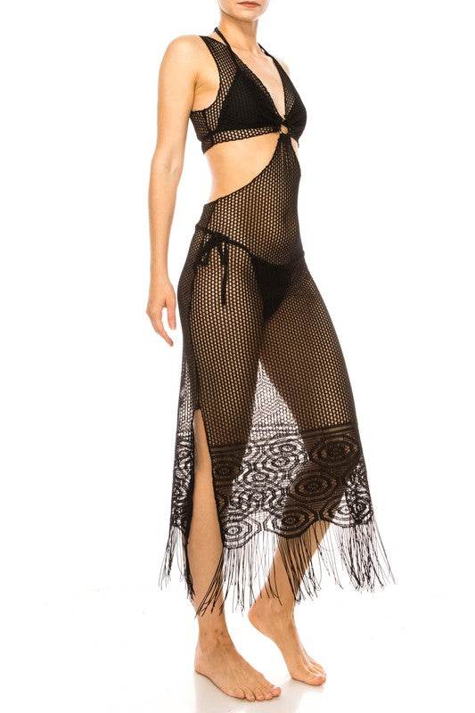 Relaxing Crochet with Tinsel Bottom Mid Cutout Cover Up - Shop Style & More | Fresh Looks, Everyday Deals & Free Shipping
