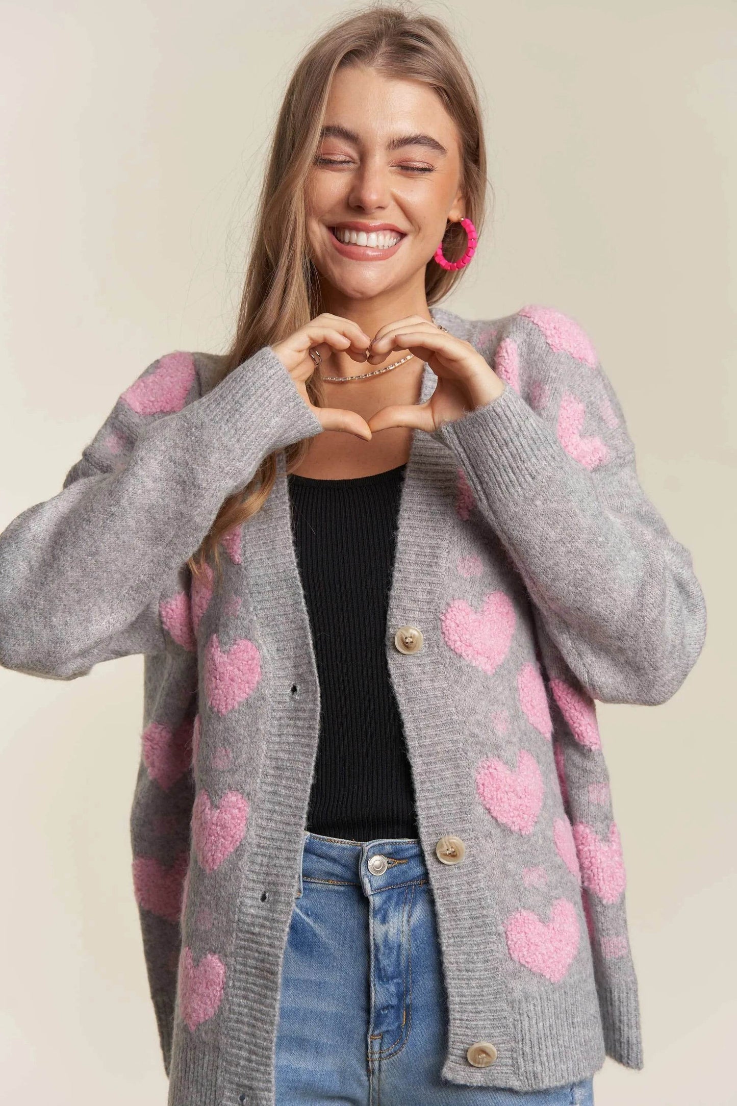 ADORA Button Down Heart Sweater Cardigan - Shop Style & More | Fresh Looks, Everyday Deals & Free Shipping