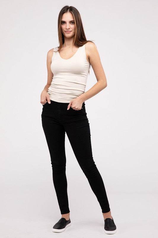 Front & Back 2-Way V-Neck Seamless Tank - Shop Style & More | Fresh Looks, Everyday Deals & Free Shipping