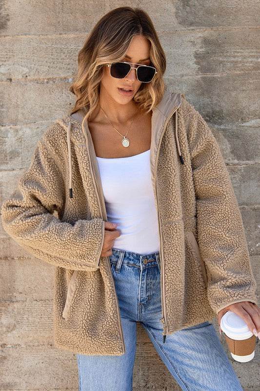 Women Fleece Zip Up Hooded Pocketed Jacket - Shop Style & More | Fresh Looks, Everyday Deals & Free Shipping