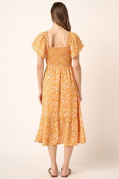 Mittoshop Flower Print Flutter Sleeve Smocked Midi Dress - Shop Style & More | Fresh Looks, Everyday Deals & Free Shipping