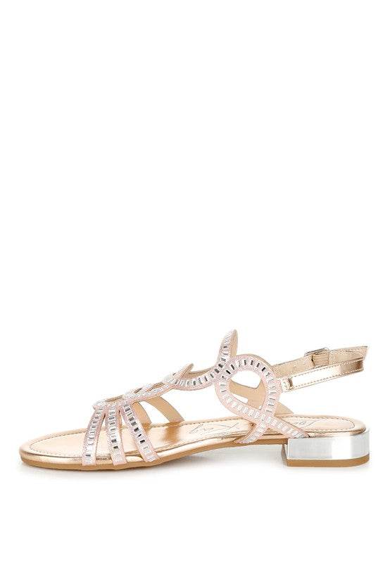 Jisters Cut Out Detail Rhinestone Flat Sandals - Shop Style & More | Fresh Looks, Everyday Deals & Free Shipping