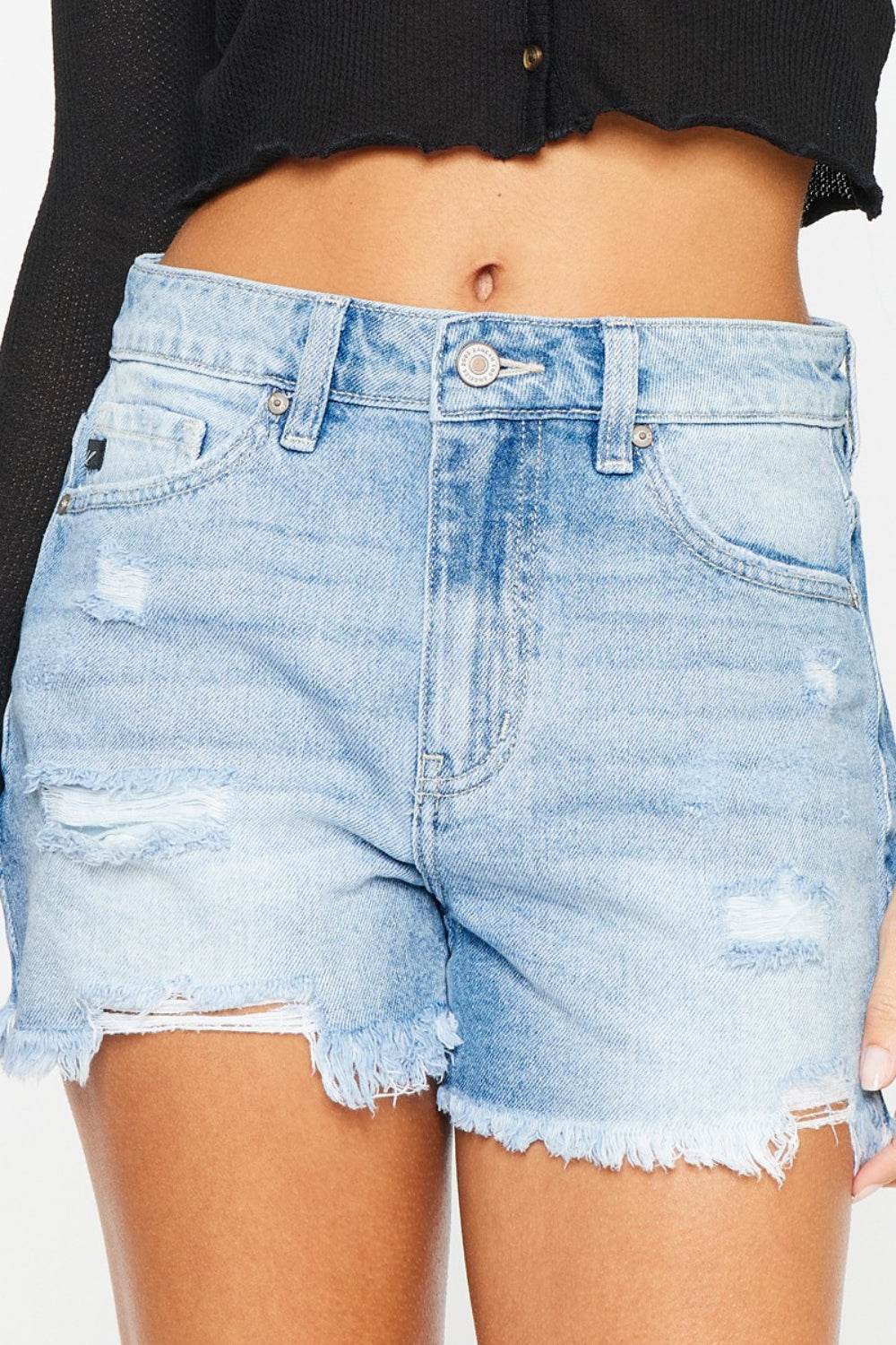 Kancan High Waist Frayed Denim Shorts - Shop Style & More | Fresh Looks, Everyday Deals & Free Shipping